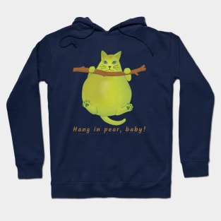 Funny Pear Cat Cartoon– Hang in Pear Pun Hoodie